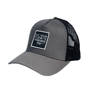 ADJUSTABLE BALL CAP: Eat your F%@#!*G vegetables please (charcoal grey)